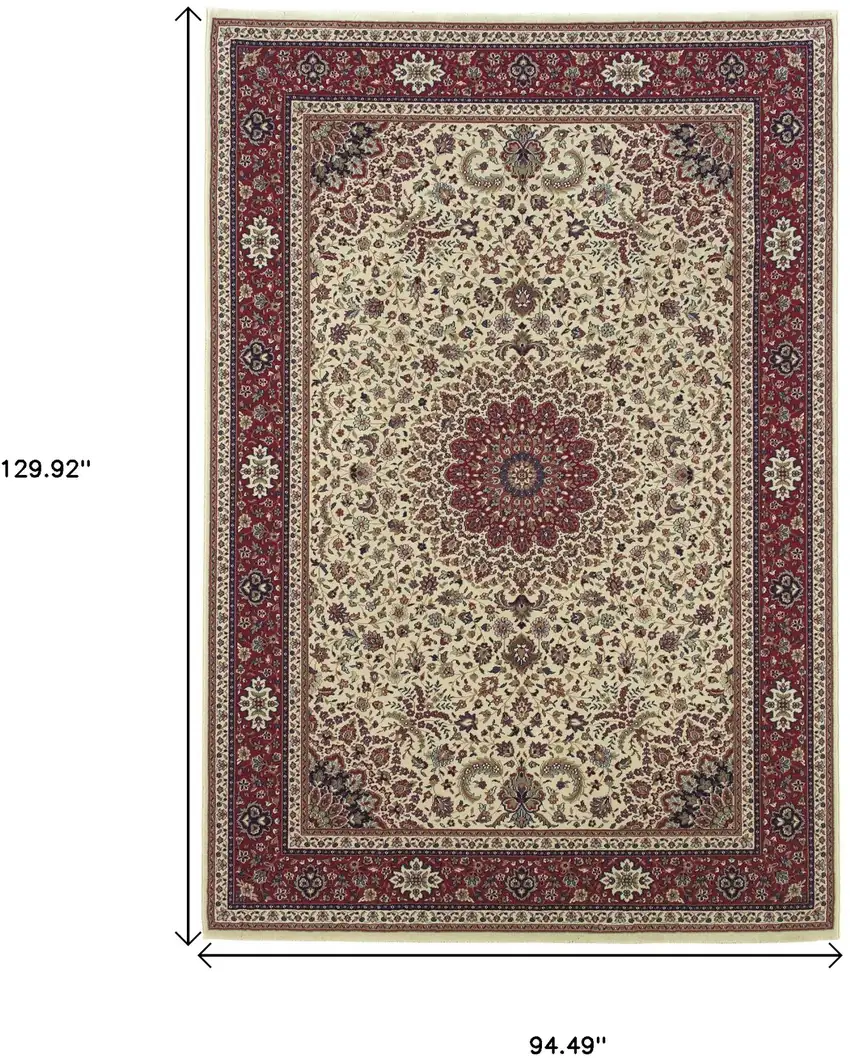 Ivory And Red Oriental Area Rug Photo 3