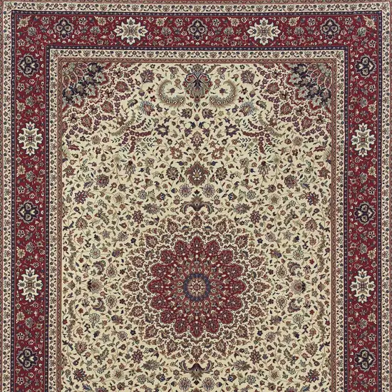 Ivory And Red Oriental Area Rug Photo 5
