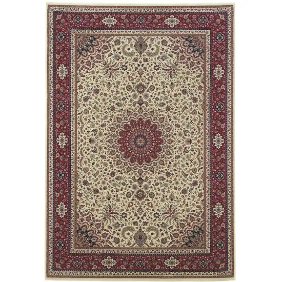 Ivory And Red Oriental Area Rug Photo 2