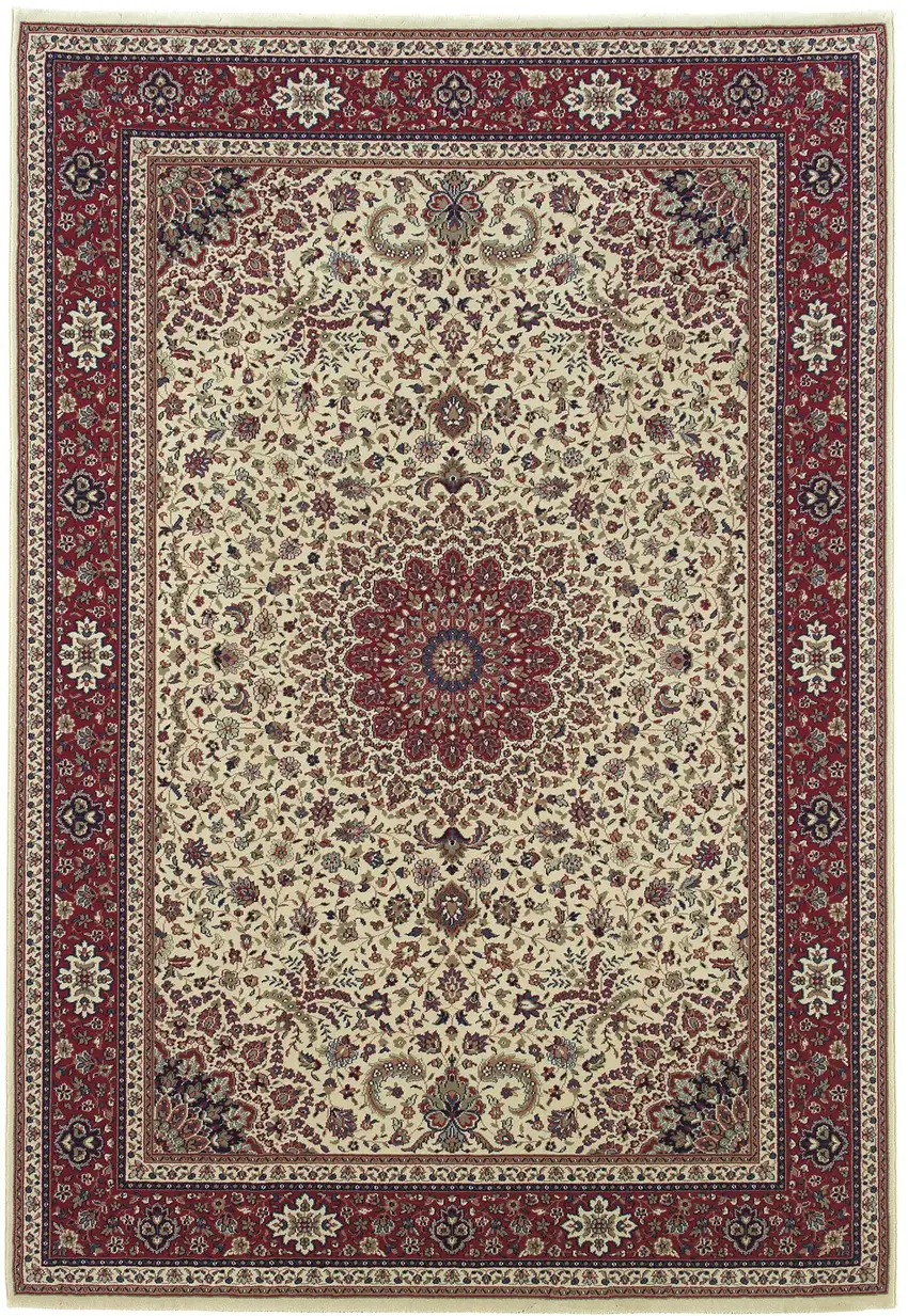 Ivory And Red Oriental Area Rug Photo 2