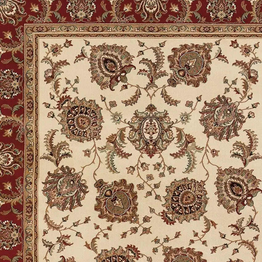 Ivory And Red Oriental Area Rug Photo 4