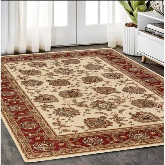 Ivory And Red Oriental Area Rug Photo 1