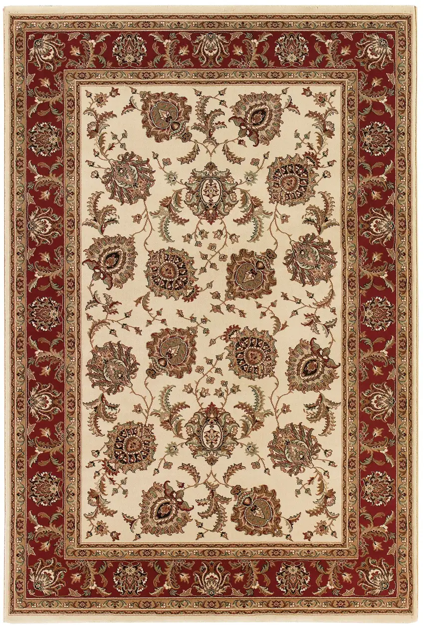 Ivory And Red Oriental Area Rug Photo 5