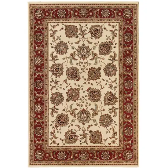 Ivory And Red Oriental Area Rug Photo 5