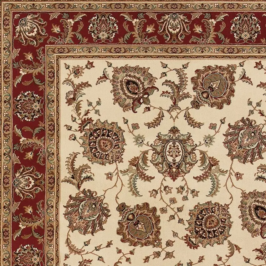 Ivory And Red Oriental Area Rug Photo 4