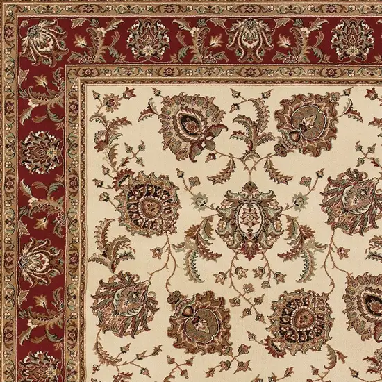 Ivory And Red Oriental Area Rug Photo 4