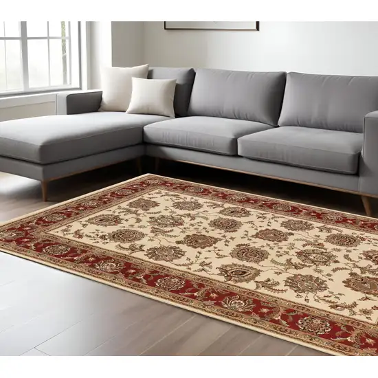 Ivory And Red Oriental Area Rug Photo 1