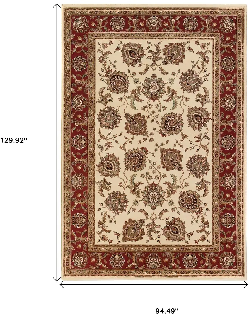 Ivory And Red Oriental Area Rug Photo 3