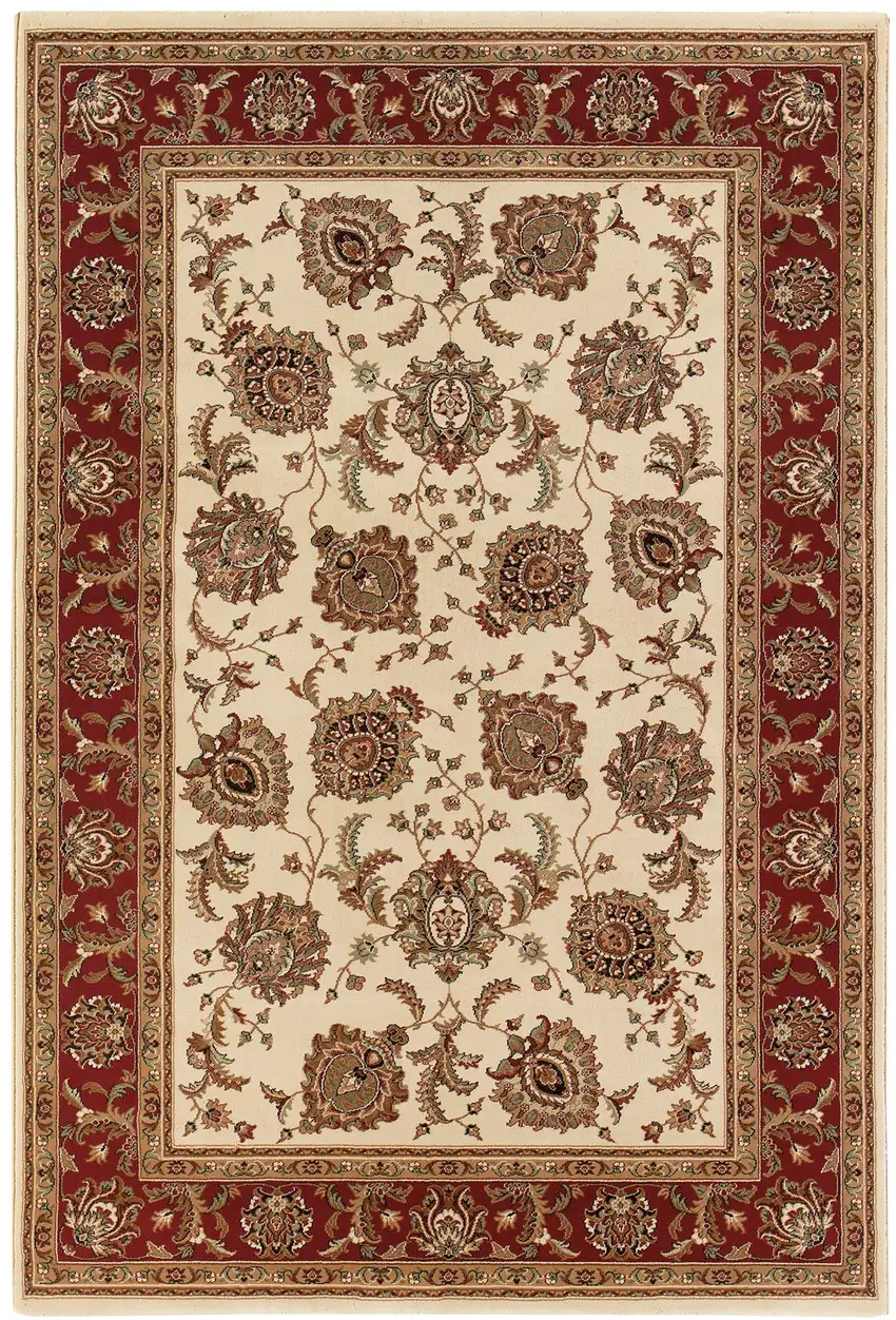 Ivory And Red Oriental Area Rug Photo 2
