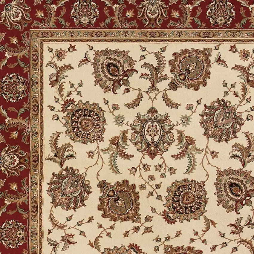 Ivory And Red Oriental Area Rug Photo 4