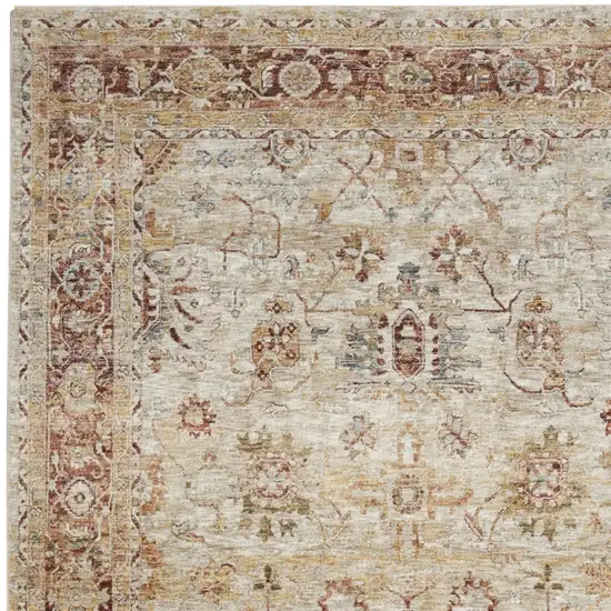 Ivory And Red Oriental Distressed Area Rug Photo 7