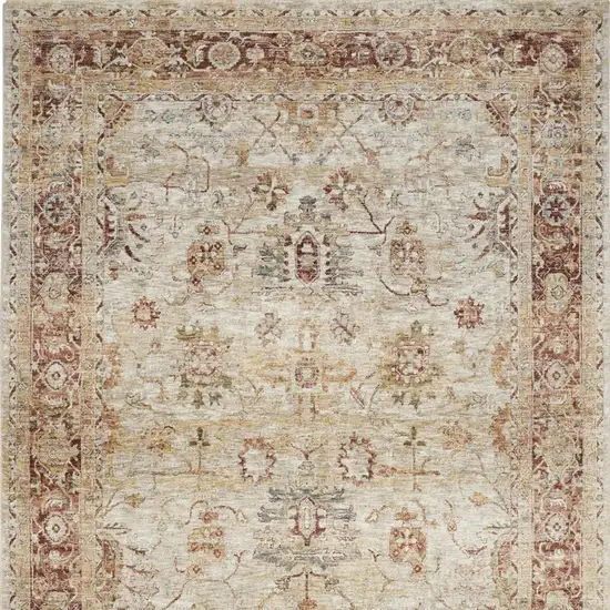 Ivory And Red Oriental Distressed Area Rug Photo 3