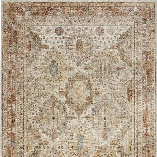 Ivory And Red Oriental Distressed Area Rug Photo 8