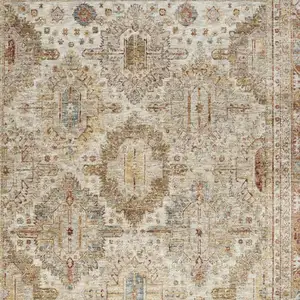Photo of Ivory And Red Oriental Distressed Area Rug