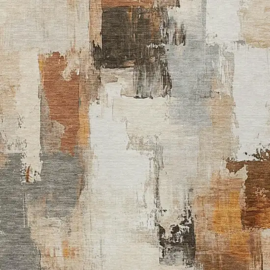 Ivory And Rust Abstract Washable Indoor Outdoor Area Rug Photo 7