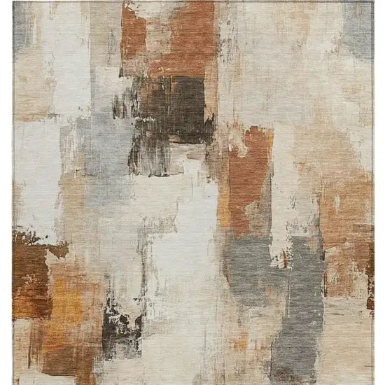 Ivory And Rust Abstract Washable Indoor Outdoor Area Rug Photo 3
