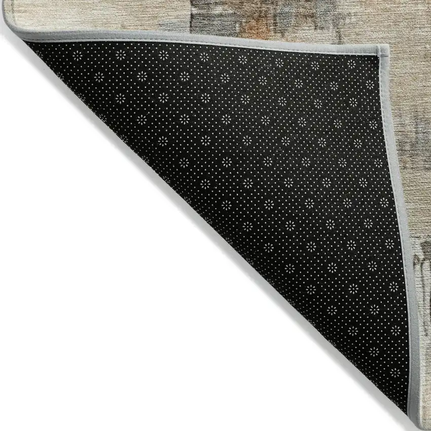 Ivory And Rust Abstract Washable Indoor Outdoor Area Rug Photo 4