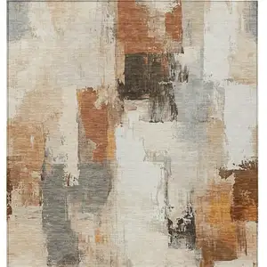 Photo of Ivory And Rust Abstract Washable Indoor Outdoor Area Rug