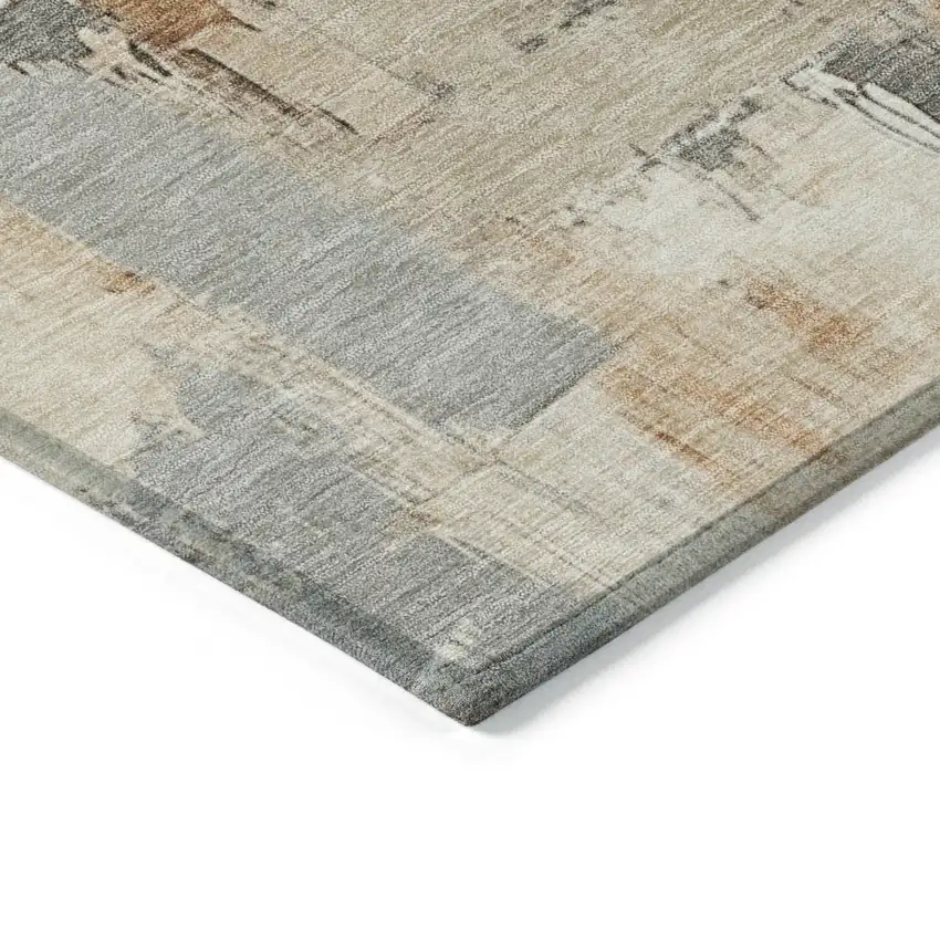 Ivory And Rust Abstract Washable Indoor Outdoor Area Rug Photo 6