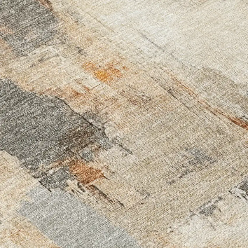 Ivory And Rust Abstract Washable Indoor Outdoor Area Rug Photo 8