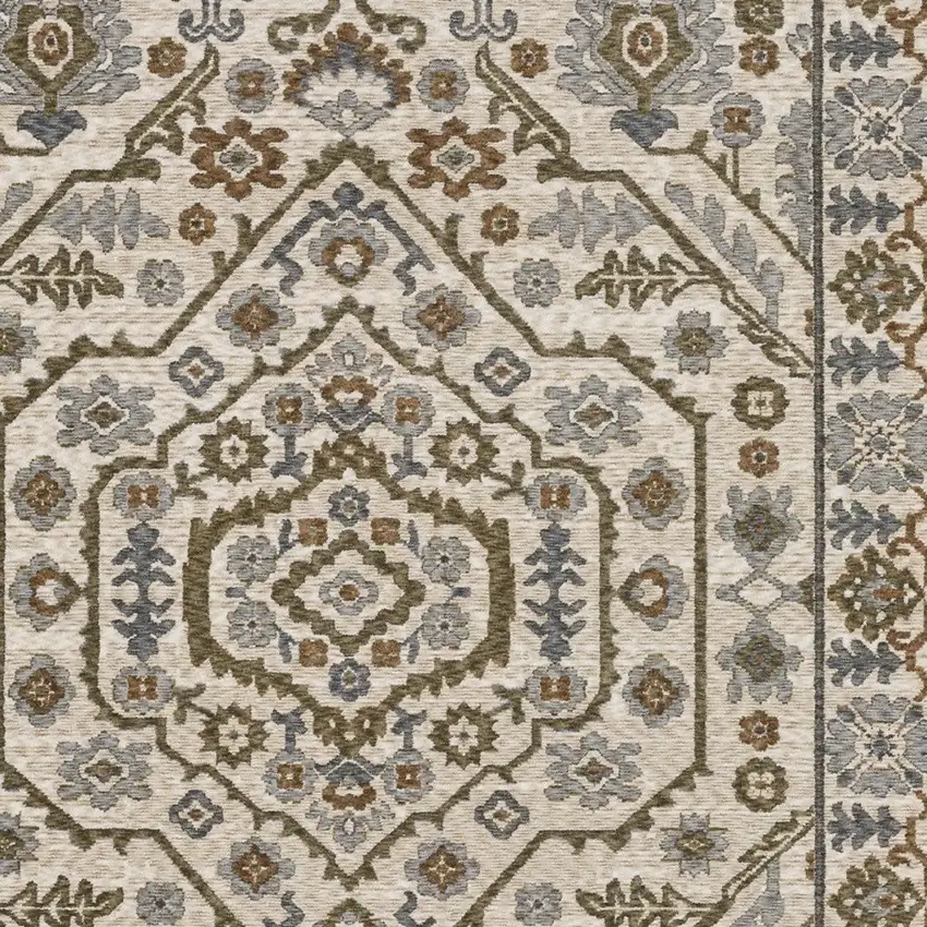 Ivory And Rust Floral Area Rug With Fringe Photo 6