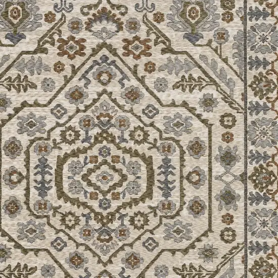 Ivory And Rust Floral Area Rug With Fringe Photo 6