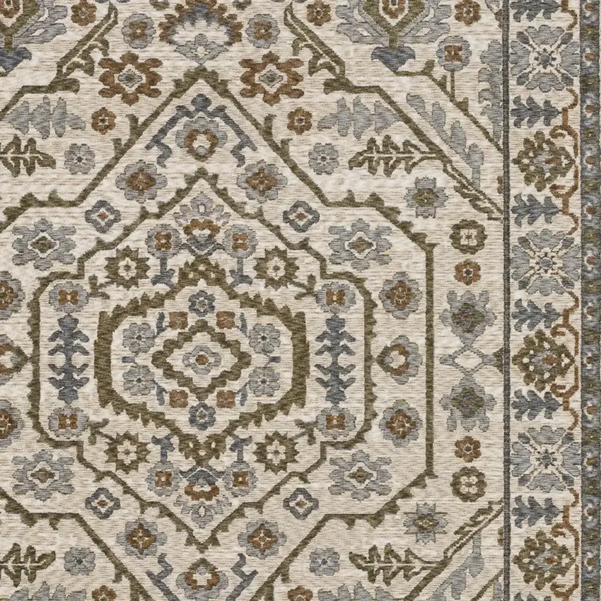 Ivory And Rust Floral Area Rug With Fringe Photo 6