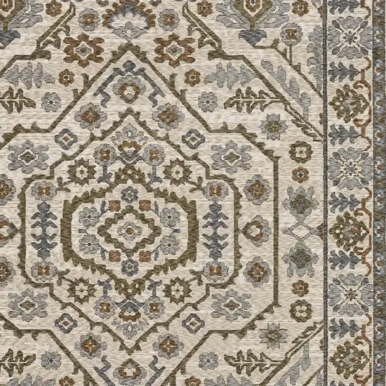 Ivory And Rust Floral Area Rug With Fringe Photo 6