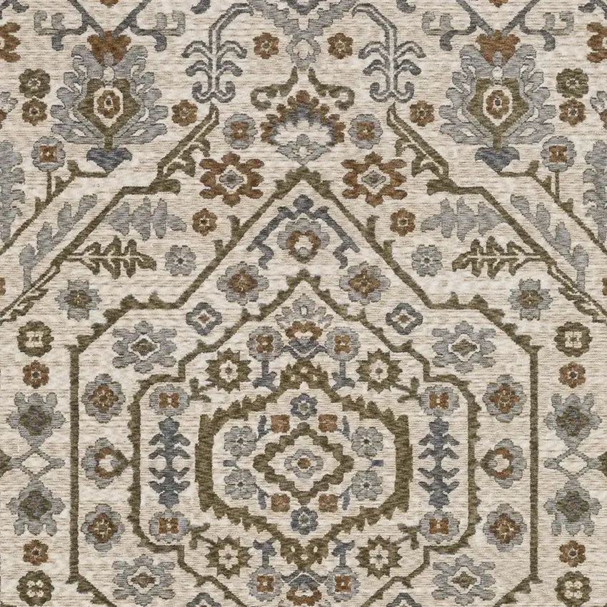 Ivory And Rust Floral Area Rug With Fringe Photo 6