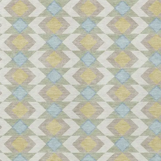 Ivory And Saffron Geometric Washable Indoor Outdoor Area Rug Photo 3