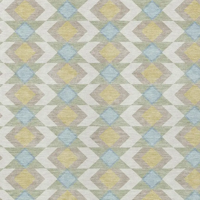 Ivory And Saffron Geometric Washable Indoor Outdoor Area Rug Photo 3