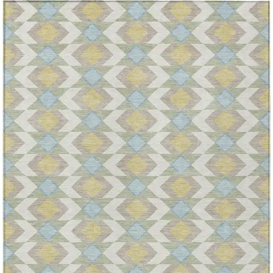Ivory And Saffron Geometric Washable Indoor Outdoor Area Rug Photo 6