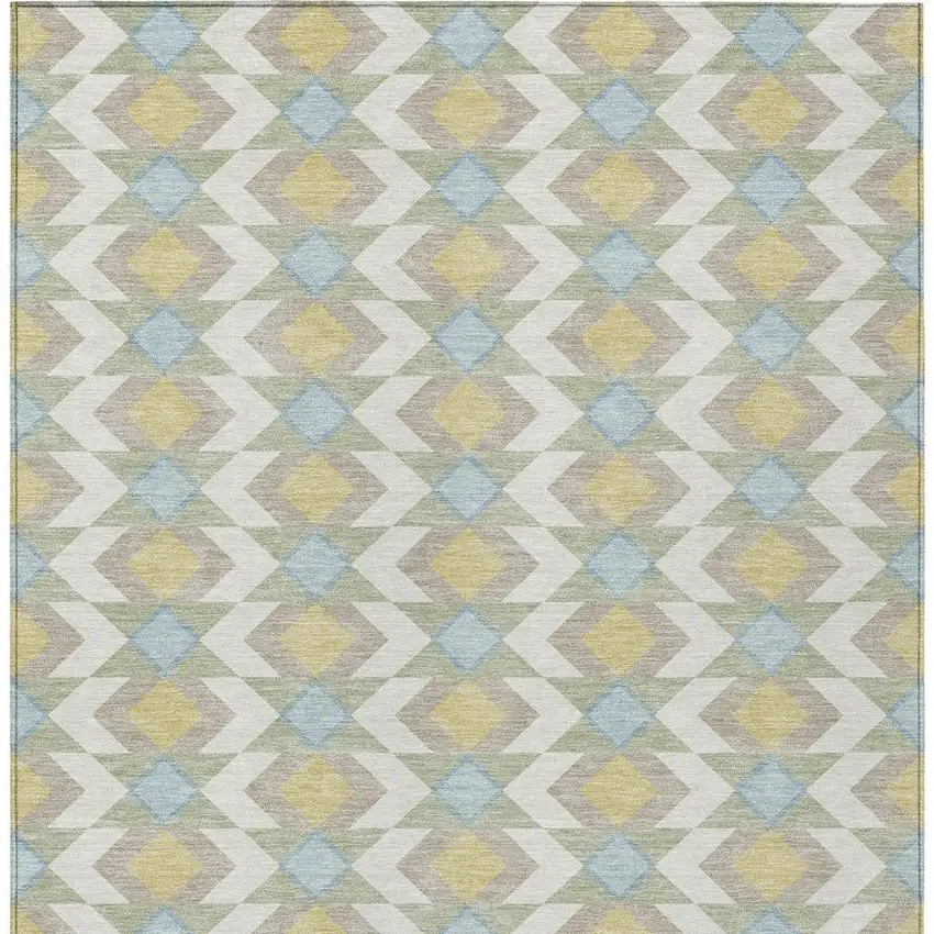 Ivory And Saffron Geometric Washable Indoor Outdoor Area Rug Photo 6