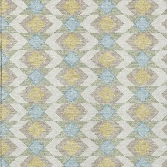 Ivory And Saffron Geometric Washable Indoor Outdoor Area Rug Photo 5