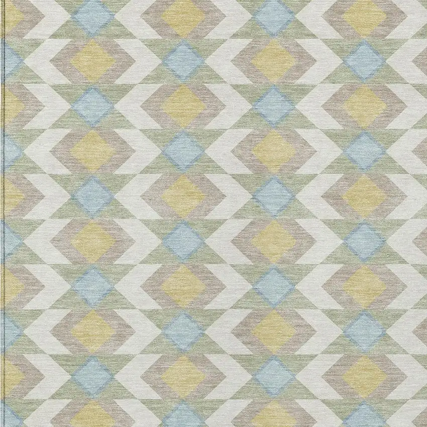 Ivory And Saffron Geometric Washable Indoor Outdoor Area Rug Photo 5