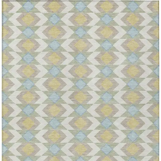 Ivory And Saffron Geometric Washable Indoor Outdoor Area Rug Photo 4