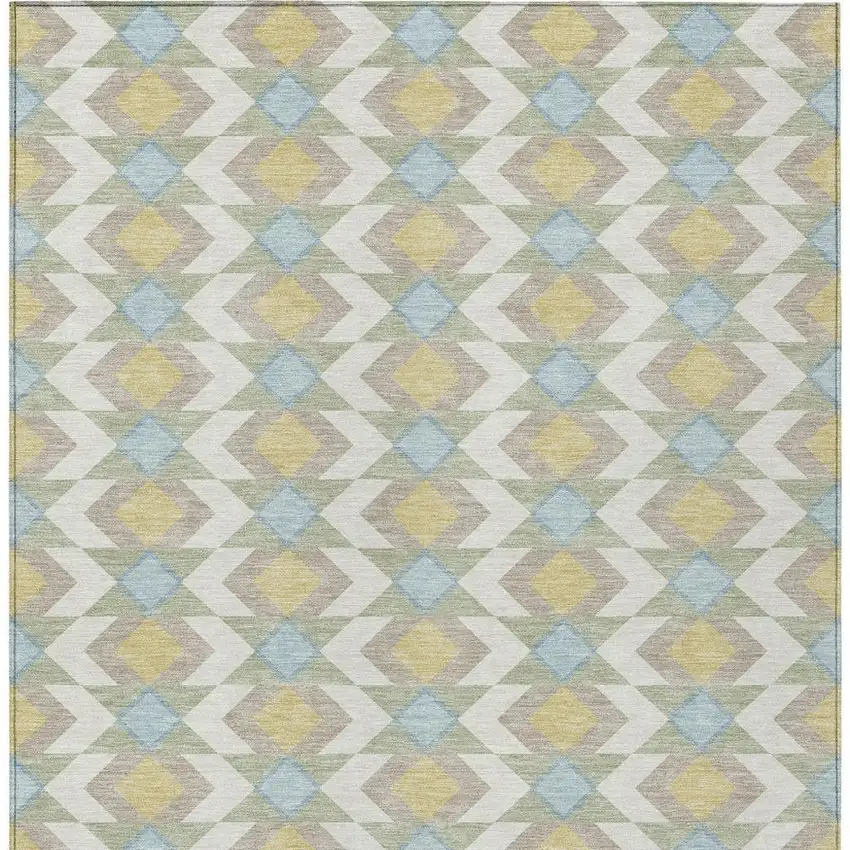 Ivory And Saffron Geometric Washable Indoor Outdoor Area Rug Photo 4