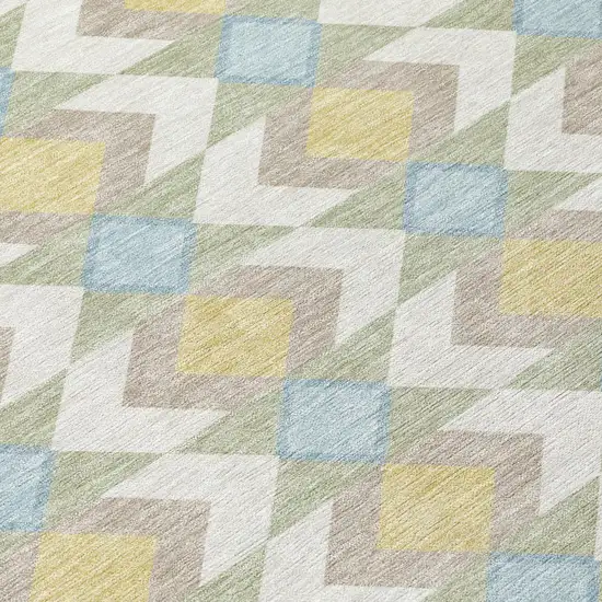 Ivory And Saffron Geometric Washable Indoor Outdoor Area Rug Photo 8