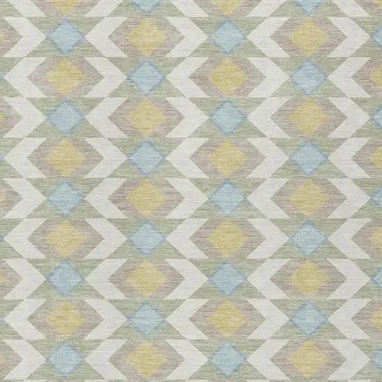 Ivory And Saffron Geometric Washable Indoor Outdoor Area Rug Photo 5