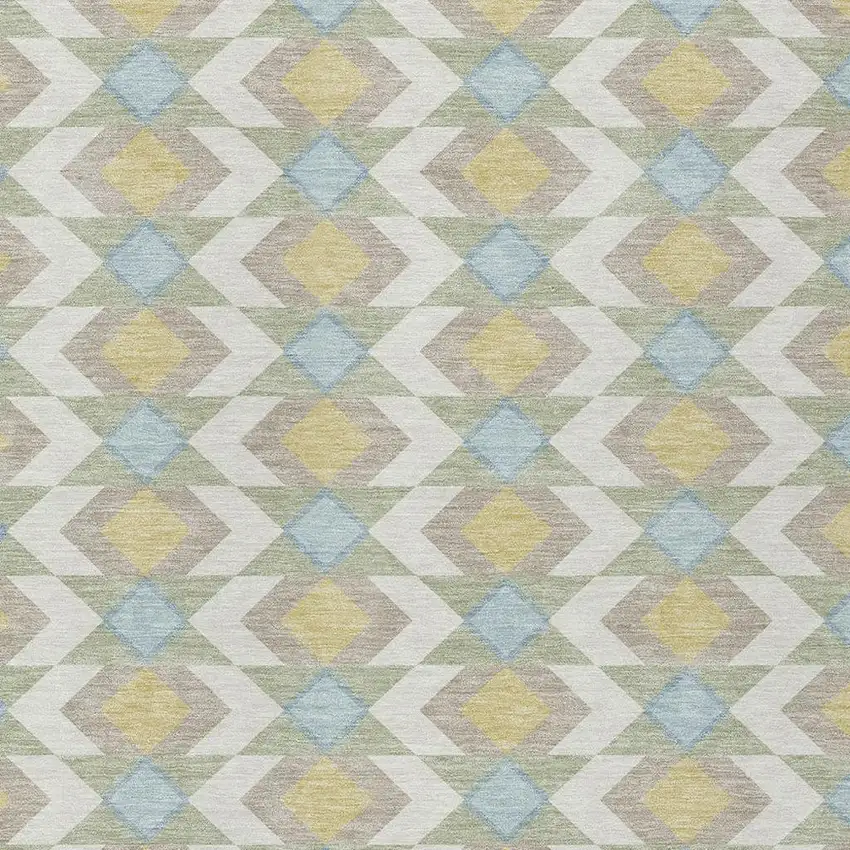 Ivory And Saffron Geometric Washable Indoor Outdoor Area Rug Photo 5