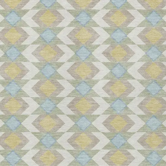 Ivory And Saffron Geometric Washable Indoor Outdoor Area Rug Photo 3