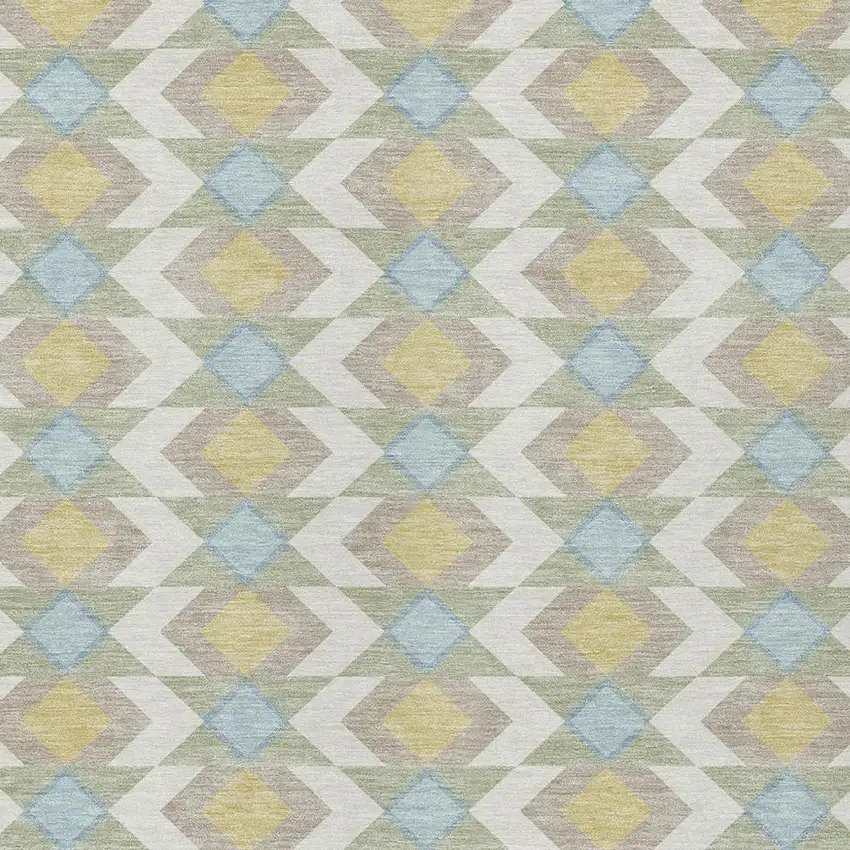 Ivory And Saffron Geometric Washable Indoor Outdoor Area Rug Photo 3