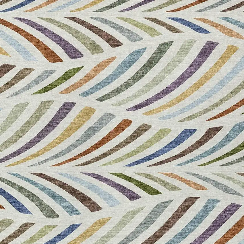 Ivory And Sage Abstract Washable Indoor Outdoor Area Rug Photo 2