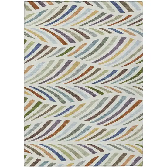 Ivory And Sage Abstract Washable Indoor Outdoor Area Rug Photo 1