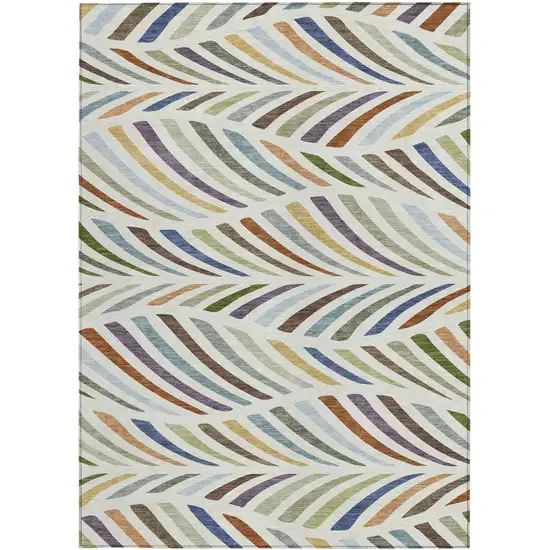 Ivory And Sage Abstract Washable Indoor Outdoor Area Rug Photo 3