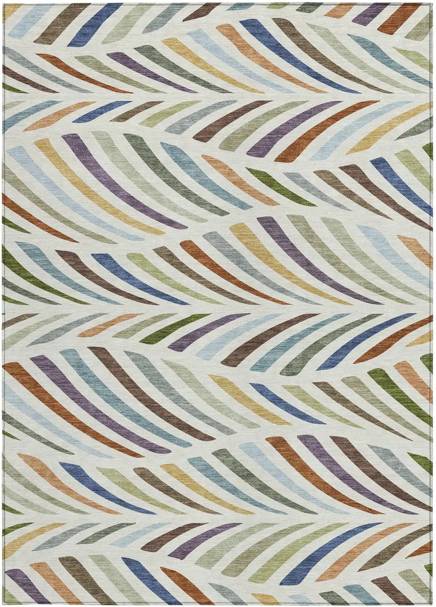 Ivory And Sage Abstract Washable Indoor Outdoor Area Rug Photo 3