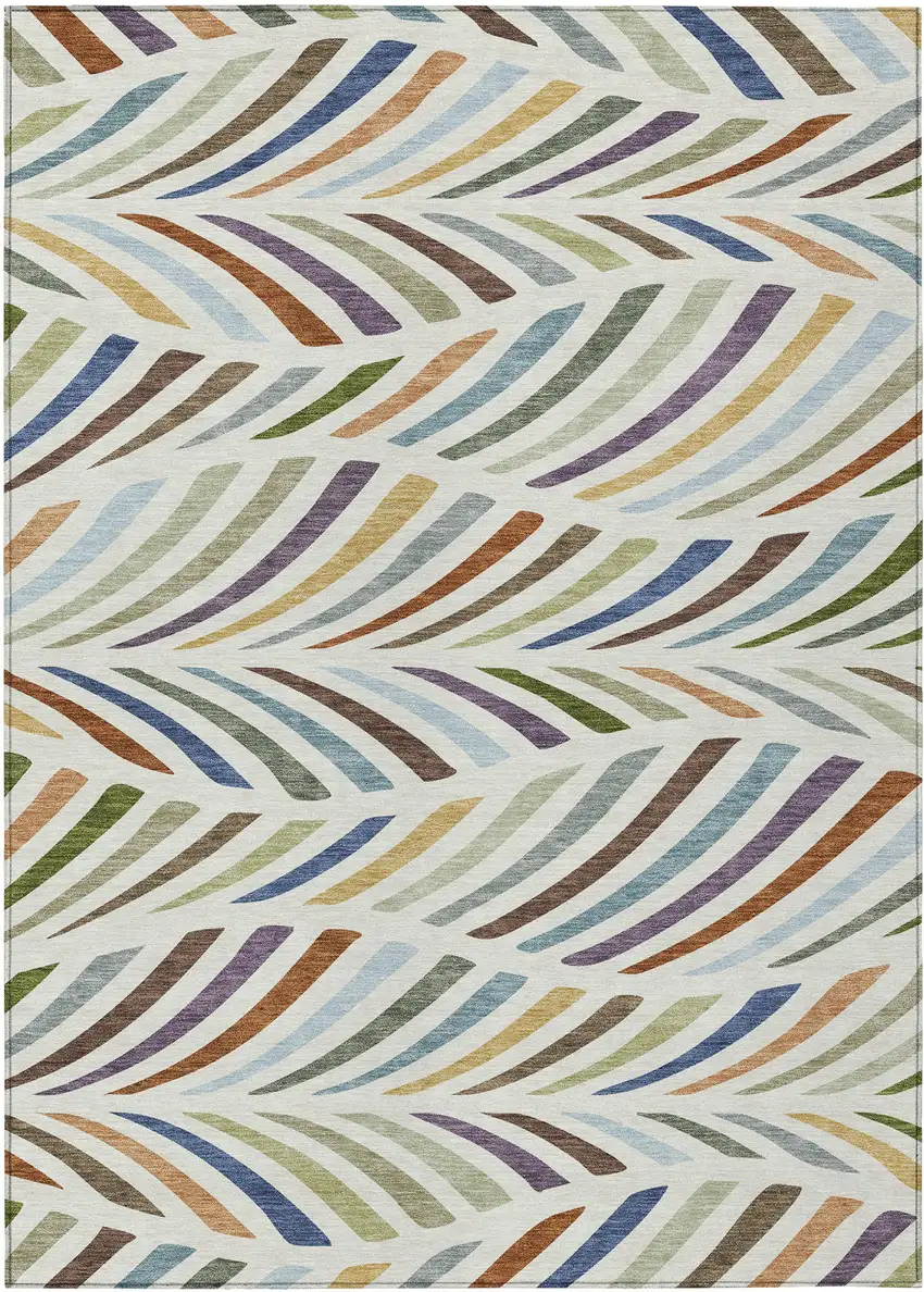 Ivory And Sage Abstract Washable Indoor Outdoor Area Rug Photo 1