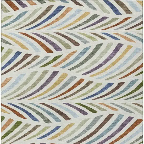 Ivory And Sage Abstract Washable Indoor Outdoor Area Rug Photo 3