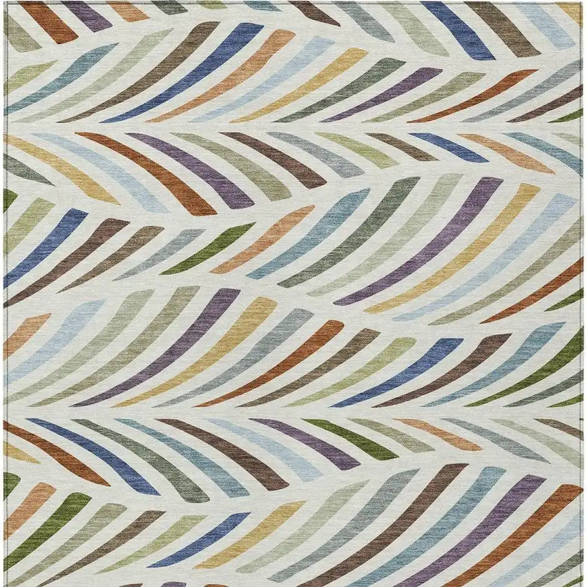 Ivory And Sage Abstract Washable Indoor Outdoor Area Rug Photo 3