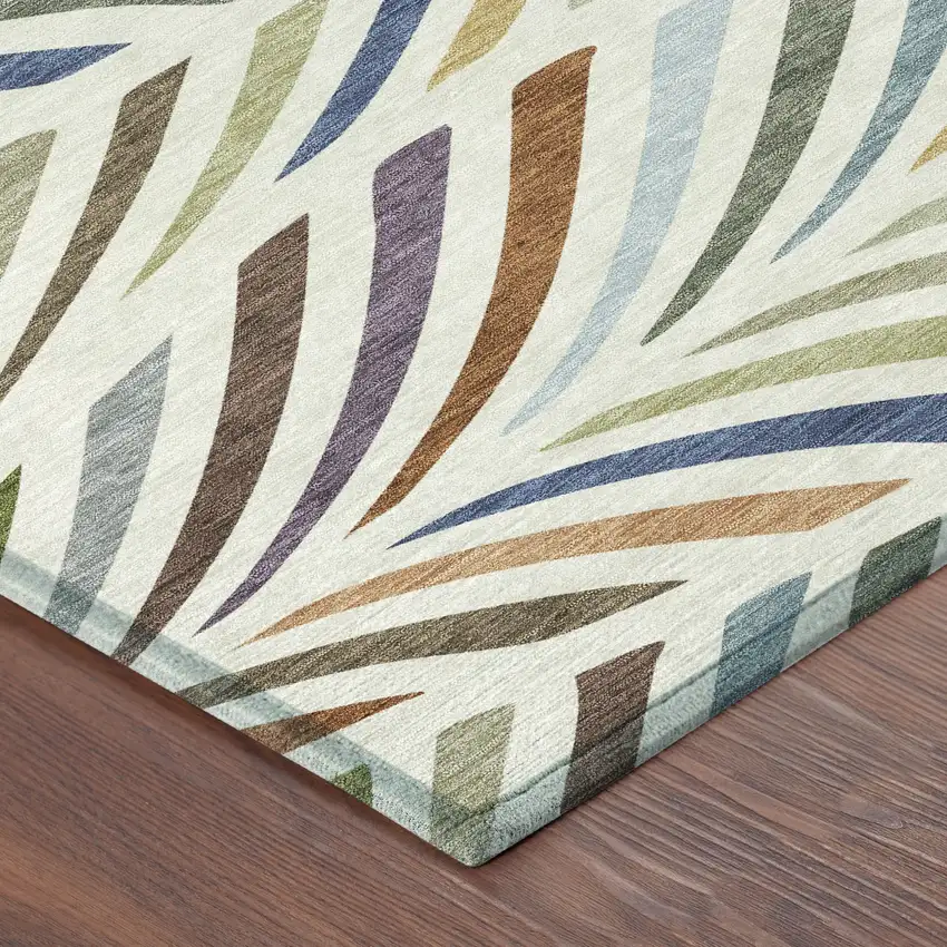 Ivory And Sage Abstract Washable Indoor Outdoor Area Rug Photo 8